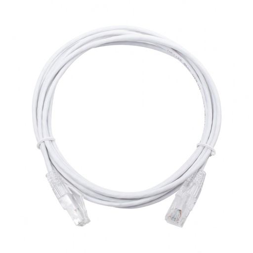 [NET4790] Cable de parcheo slim utp cat6 - 3 m blanco diámetro reducido (28 awg)