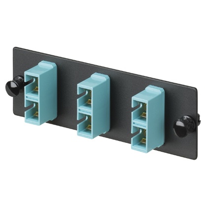 [WIR2933] Placa acopladora de fibra optica fap, con 3 conectores sc duplex (6 fibras), para fibra multimodo om3/om4, color aqua