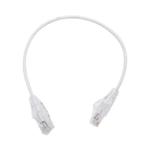 [NET4801] Cable de parcheo slim utp cat6 - 30 cm blanco, diámetro reducido (28 awg)