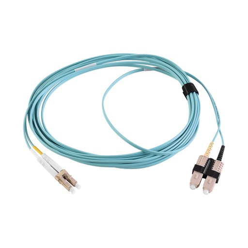 [WIR2986] Jumper de fibra óptica multimodo 50/125 xglo om3, lc-sc duplex, ofnr, color aqua, 1 metro