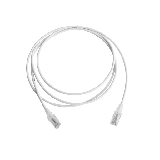 [NET4863] Patch cord mc6 modular cat6 utp, cm/ls0h, 7ft, color blanco, diámetro reducido (28awg), versión bulk (sin empaque individual)