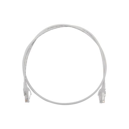 [NET4864] Patch cord mc6 modular cat6 utp, cm/ls0h, 3ft, color blanco, diámetro reducido (28awg)
