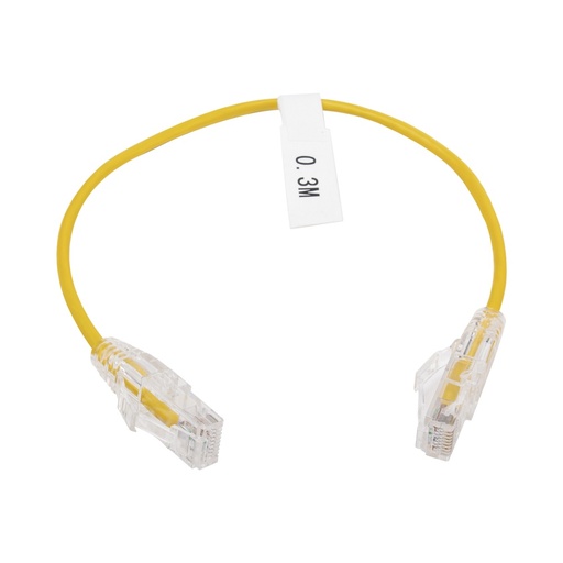 [NET4877] Cable de parcheo slim utp cat6 - 30 cm amarillo diámetro reducido (28 awg)