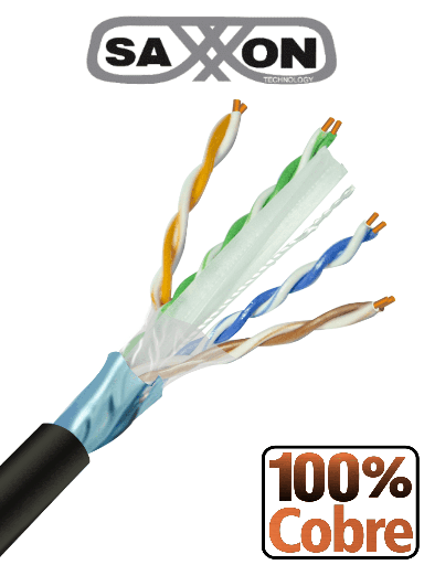 [NET5062] Saxxon oftpcat6copext - bobina de cable ftp cat6 100% cobre/ 305 metros/ blindado/ color negro/ uso exterior/ ideal para cablead