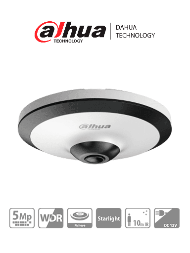 [SEC8550] Dahua ew2501 - camara fisheye de 5 megapixeles hdcvi/ 360 grados/ ir de 10 mts/ wdr real de 120db/ microfono integrado/ uso inte