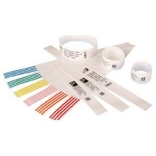 [ACC700146] Brazaletes Térmicos Directos Adhesivos Blancos para HC100 Zebra 1'' x 11'', 6 Rollos de 200 Brazaletes