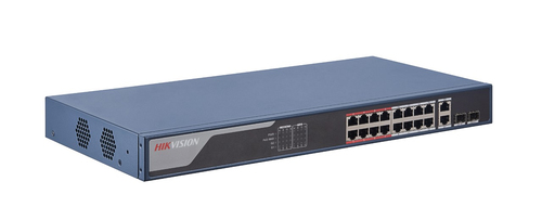[SEC8611] Switch monitoreable de 16 puertos poe+ (hasta 250 m), 10/100 mbps, 2 puertos rj45 uplink, 230 watts, conexión remota desde hik-p