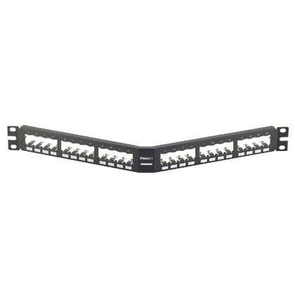 [WIR3666] Panel de parcheo modular mini-com (sin conectores), angulado, totalmente blindado, de 24 puertos, 1ur