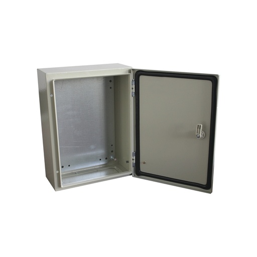 [SEC8689] Gabinete de acero ip66 uso en intemperie (300 x 400 x 200 mm) con placa trasera interior y compuerta inferior atornillable (incl