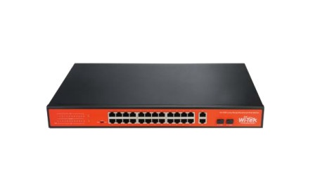 [SEC8877] Switch poe (802.3af/at) no administrable de largo alcance, hasta 250m, con 24 x 10/100mbps + 2 x sfp gigabit combo, 250 w