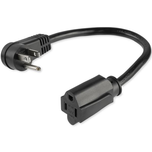 [WIR3797] Cable 30cm extensor nema 5-15r a nema 5-15p acodado plano