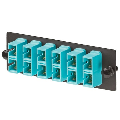 [WIR3904] Placa acopladora de fibra optica fap, con 6 conectores sc duplex (12 fibras), para fibra multimodo om3/om4, color aqua