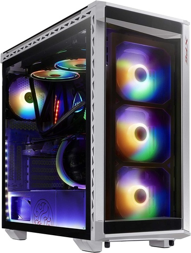 [ACC700397] XPG Battlecrusier, Gabinete Gamer Media Torre, Incluye Ventiladores con Luz ARGB, Hecho de Acero con Páneles de Cristal, Color Blanco (Modelo: BATTLECRUSIER-WHCWW)