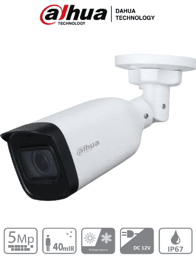 [SEC9612] Dahua hac-b3a51-z - camara bullet de 5 megapixeles/ lente motorizado de 2.7 a 12 mm/ ir de 40 mts/ ip67/ cvi/cvbs/ahd/tvi/