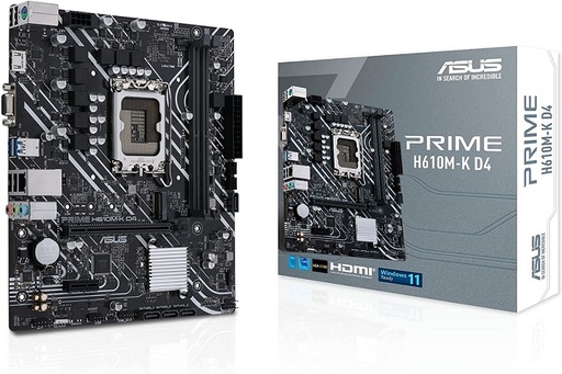 [MOB70077] Tarjeta Madre ASUS PRIME H610M-K D4 Intel H610 S-1700 DDR4 64GB USB 3.1 y SATA 3.0 M.2 Micro-ATX 1xPCIE4.0x16 1xPCIE3