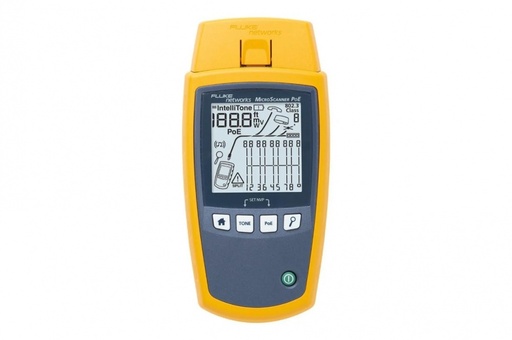 [WIR3943] Verificador de red microscanner poe, para comprobación de redes de voz, datos, video y poe 802.3af, at, bt y upoe, con pantalla 