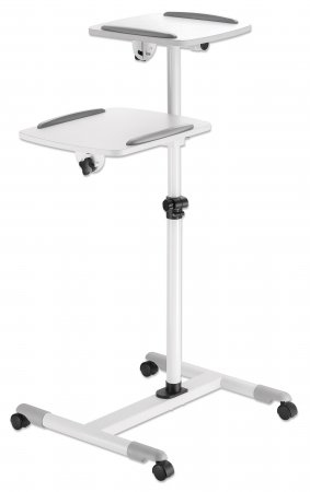 [AUD71251] Soporte de carrito para proyectores y laptops, dos bandejas para dispositivos de hasta 10 kg cada una, inclinacion de -