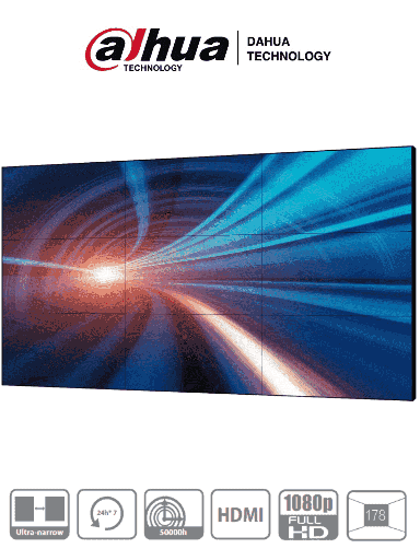 [MNS36630] Dahua dhi-ls550ucm-ef - pantalla full hd para videowall de 55 pulgadas/ panel lcd ads industrial/ marco ultradelgado de 3.5 mm/ 