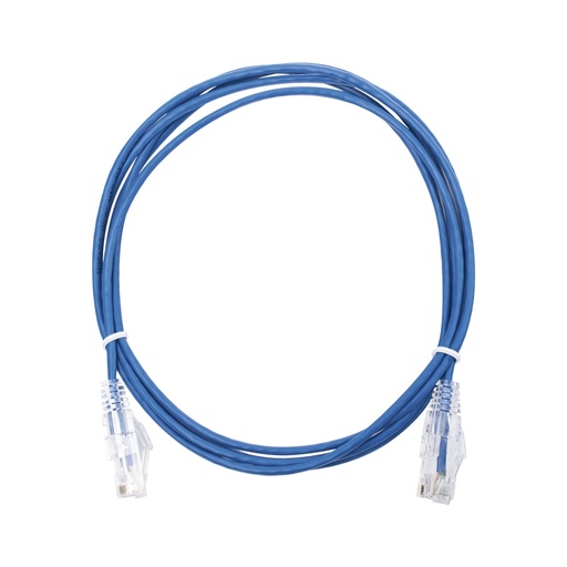 [NET5635] Cable de parcheo slim utp cat6 - 2 m azul diámetro reducido (28 awg)