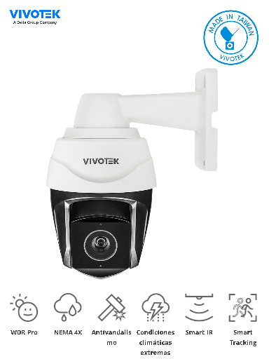 [SEC93804] Vivotek sd9384-ehl - cámara ip ptz exterior 5 megapixeles/ 30x zoom óptico/ smart ir 200mts/ protección nema4x, ip66, ik10/ eis/