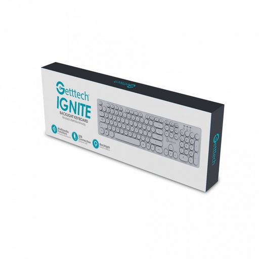 [KNM181238] Teclado getttech gti-28201b ignite backlight usb blanco 105 teclas