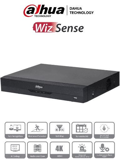 [SEC93959] DVR De 16 Canales Dahua DH-XVR5116H-4KL-I3 Para 1 Disco Duro Máx. 16TB 2x USB 2.0 1x RJ-45