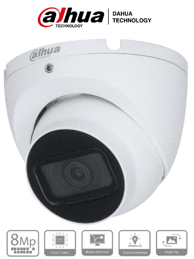 [SEC93963] Dahua ipc-hdw1830t-s6 - camara ip domo 4k/ 8 megapixeles/ lente de 2.8 mm/ 105 grados de apertura/ micrófono integrado/ ir de 30