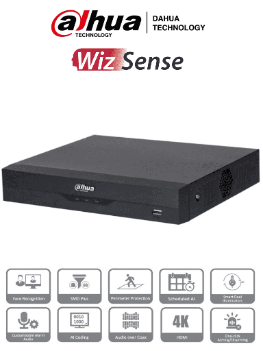 [SEC93966] Dahua xvr5104hs-4kl-i3 - dvr de 4 canales 4k/ wizsense/ h.265+/ 4 canales hdcvi+4 ip/ hasta 8 ch ip/ 1 ch de reconocimiento faci