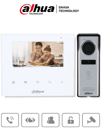 [SEC94190] Dahua dhi-kta04 - kit de videoportero analógico/ pantalla de 4.3 pulgadas/ múltiples sonidos de timbre/ botones touch/ frente de