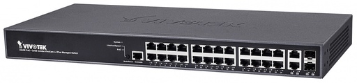 [NET5811] Vivotek aw-gev-264b-370 - switch poe administrable, 24 puertos poe ge rj45, 2 puertos ge sfp, 30w por puerto, 370w totales, vivo