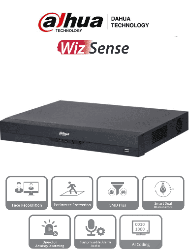 [SEC94310] Dahua dh-xvr5216an-i3 - dvr de 16 canales de 5 megapíxeles lite/ wizsense/ h.265+/ 2 bahías de discos duros/ 16 ch hdcvi +8 cana