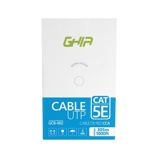 [NET5863] Bobina de Cable Ghia Cat5e UTP CCA Color Azul 24 awg 305m