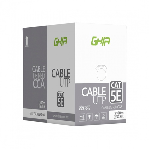 [NET5865] Bobina de cable marca ghia cat5e utp cca color azul 24 awg 100m 328ft certificacion ce