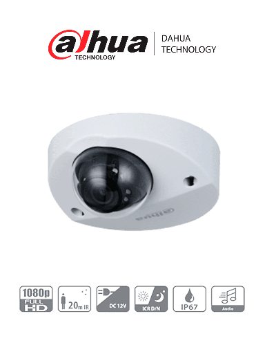 [AUD71429] Dahua hdbw3200f-m - cámara domo antivandálica de 2 megapíxeles/ para xvr móviles / lente de 2.8mm/ ir de 20 metros/ micrófono in