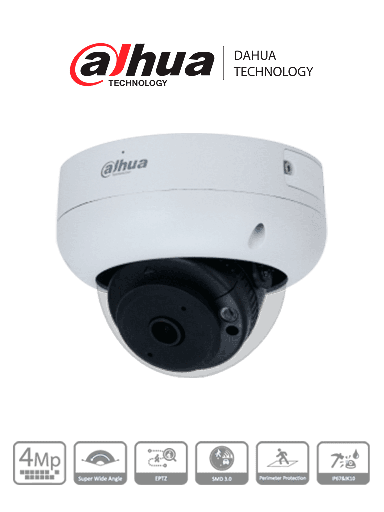 [SEC94602] Dahua ipc-hdbw3441r-as-p - cámara ip domo 180°/ 4 megapíxeles/ tecnología wizsense/ codec h.265/angulo de visión 180°/ led ir de