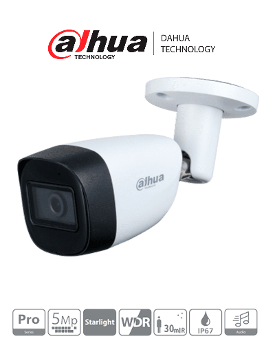 [SEC94609] Dahua hac-hfw2501cm-a - cámara ballet de 5 megapíxeles/ serie pro/ lente 3.6mm/ 92 grados de apertura/ micrófono integrado/ ir d