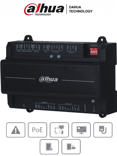 [SEC94617] Dahua dhi-asc2202b(t) - panel de control de acceso para 2 puertas 2 lectoras/ compatible con torniquetes dahua/ tcp/ip/ comunica