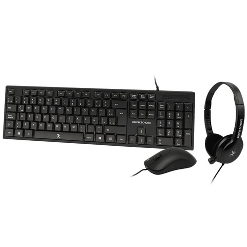 [KNM181312] Teclado Mouse y Audífonos 3.5mm Perfect Choice Negro