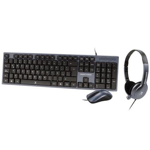 [KNM181313] Teclado Mouse y Audífonos 3.5mm Perfect Choice Azul