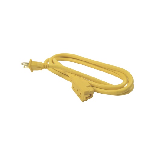 [TOO289] Extensión eléctrica de uso rudo 2 metros, (127vca/ 10a máximo) clavija 2 patas con 3 salidas color amarilla.