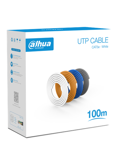 [NET6069] Dahua pfm920i-5eu-u-100 - bobina de 100 mts de cable utp cat5e/ 100% cobre/ color blanco/ cubierta retardante de flama con certi