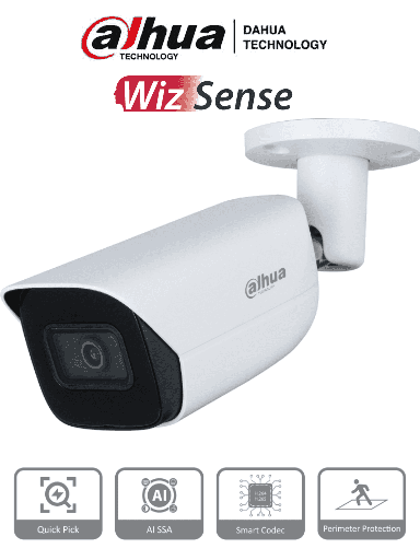 [SEC94997] Dahua ipc-hfw3441e-as-s2 - camara ip bullet de 4 megapíxeles con ia/ wizsense/ lente de 2.8mm/ 107 grados de apertura/ microfono