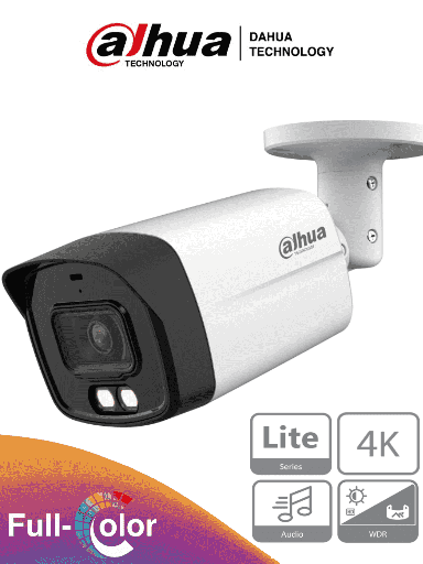 [SEC95672] Dahua hac-hfw1809tlm-a-led - camara bullet 4k full color/ 8 megapixeles/ lente de 2.8mm/ 106 grados de apertura/ microfono integ