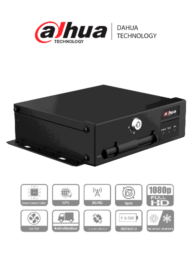 [SEC95712] Dahua dhi-mxvr1004-gfi - dvr movil de 4 canales con inteligencia artificial 1080p/ 4g/ h.265/ soporta 2 tarjetas sd/ soporta dsm