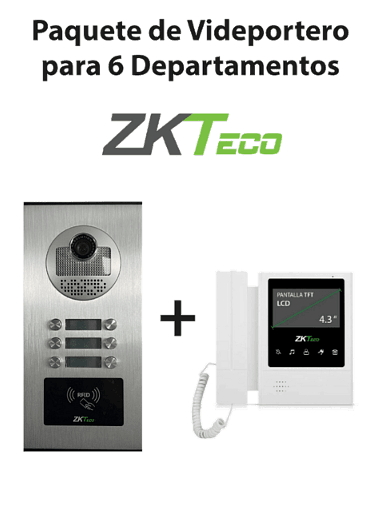 [MNS37177] Zkteco ve06a01paq4p - paquete de videoportero para 6 departamentos ve06a01 con monitor vdpib4 de 4.3 pulgadas