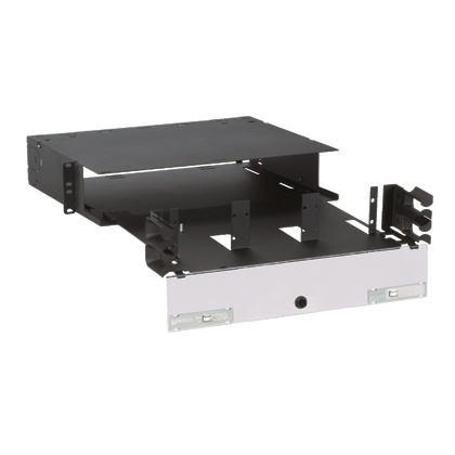 [WIR4506] Panel de distribución de fibra óptica, acepta 6 placas fap o fmp, bandeja deslizable, hasta 144 fibras, color negro, 2ur