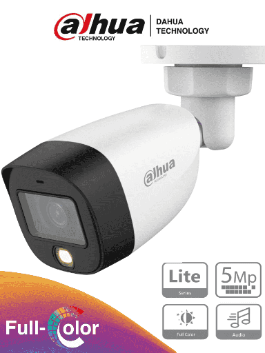 [SEC95853] Dahua hac-hfw1509cn-a-led - camara bullet full color de 5 megapixeles/ lente de 2.8 mm/ 112 grados de apertura/ microfono integr
