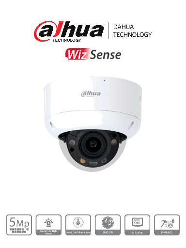 [SEC95930] Dahua dh-ipc-hdbw3549r1p-zas-pv - camara ip domo de 5 megapixeles tioc/ disuasión activa/ lente motorizado/ dual ilumination/